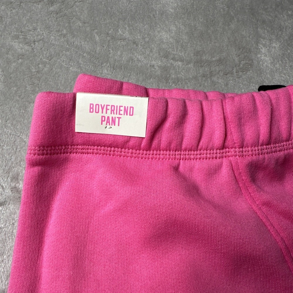 PINK VICTORIA'S SECRET FLEECE BOYFRIEND WIDE LEG SWEATPANTS Sz L Regular NWT - Picture 3 of 8